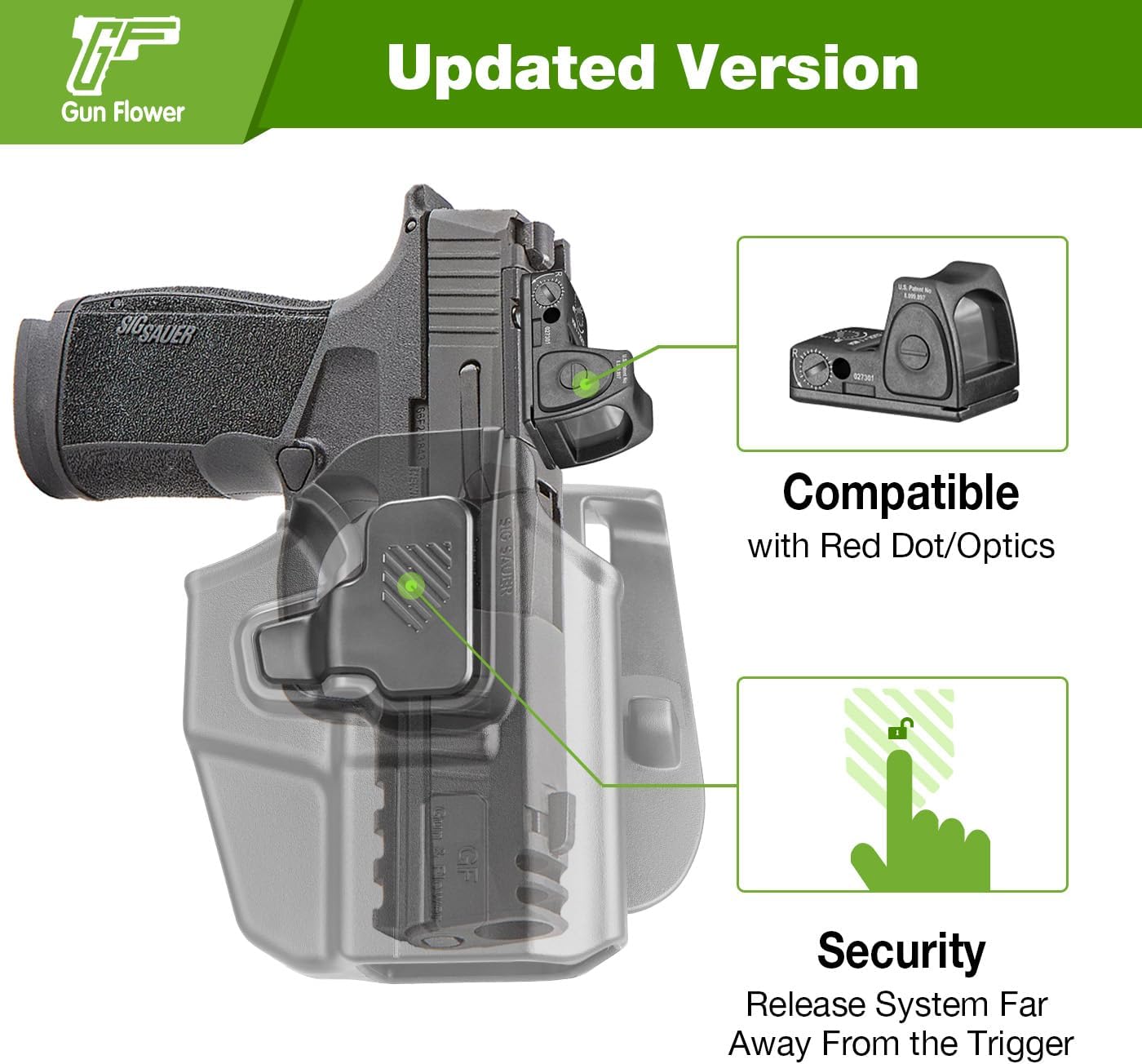 Universal OWB Holster for G43X/G48 MOS, Shield Plus, P365 XL/P365, Glock 26 27, RDS Compatible, Fits Sub-Compact 9mm Pistols Like G3C, Hellcat Pro, Index Finger Release, Adjustable Cant, Right Hand