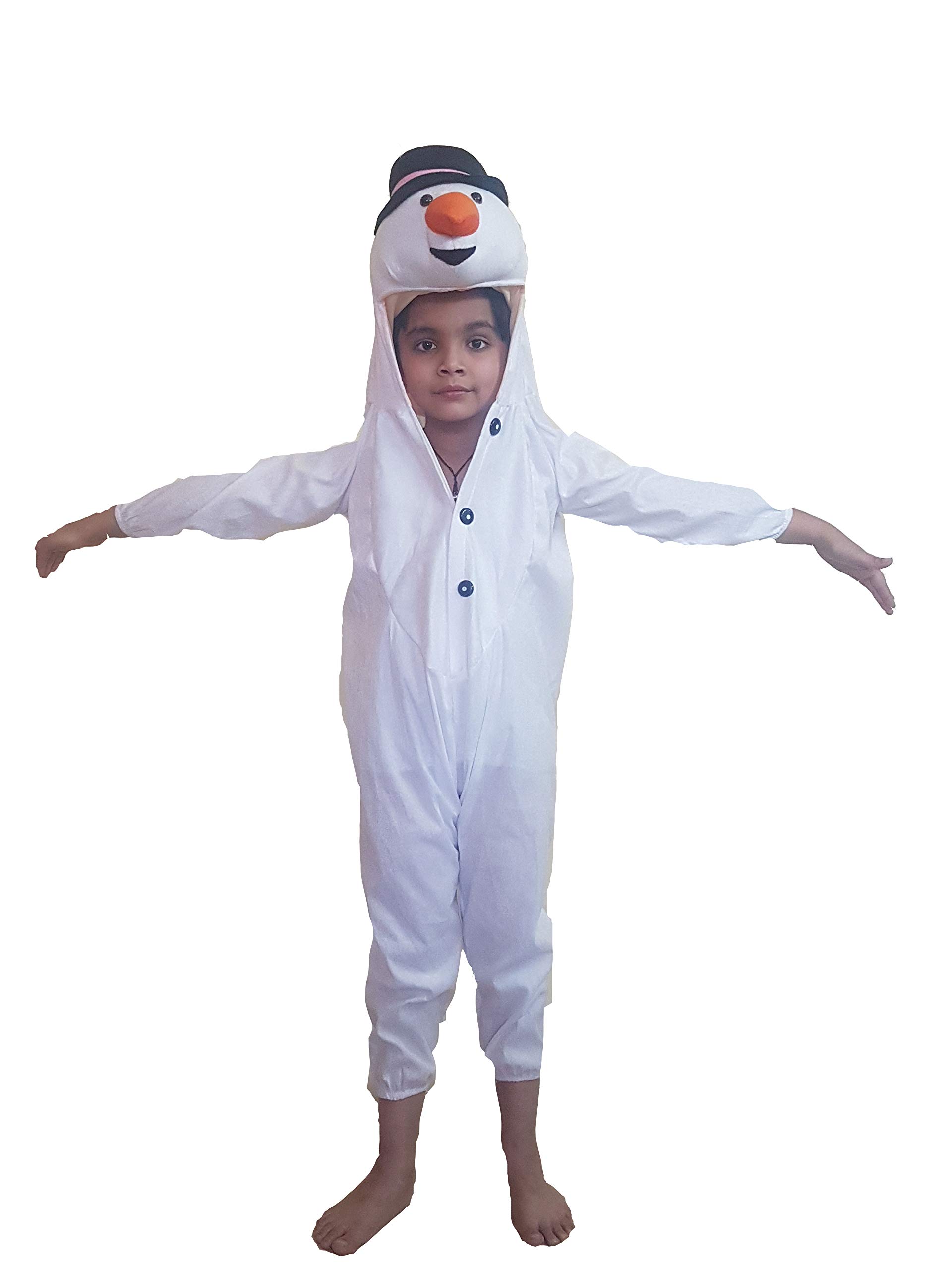 Fancydresswale Snowman Child Costume for Kids, Christmas Carnival Dress, White (2.5-4 Years)