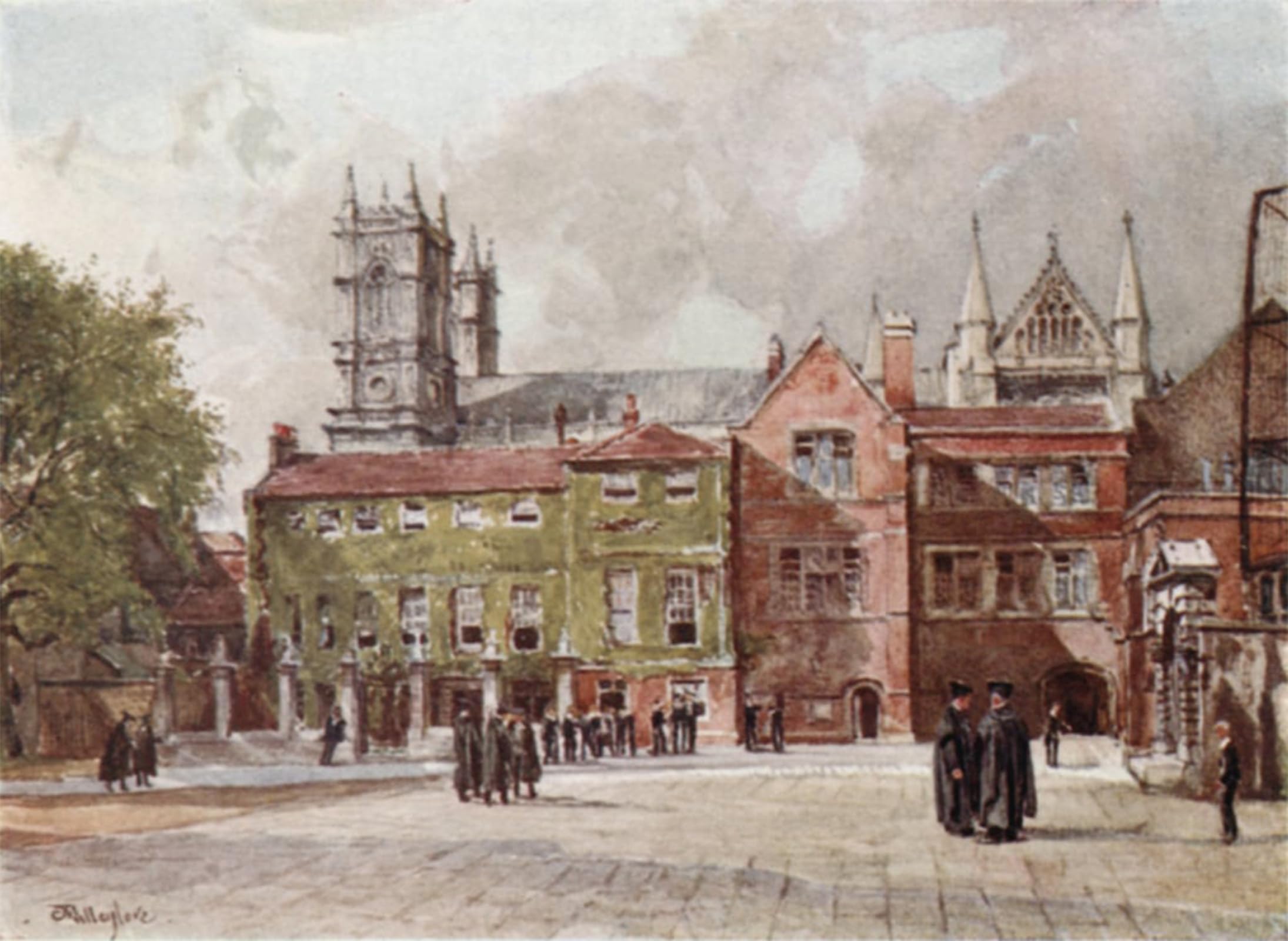 POSTERIIk Vintage Print Pop Art Landscape Artwork Westminster Abbey From Westminster School by Fulleylove Art Prints for Office Home Decor 60x90cm