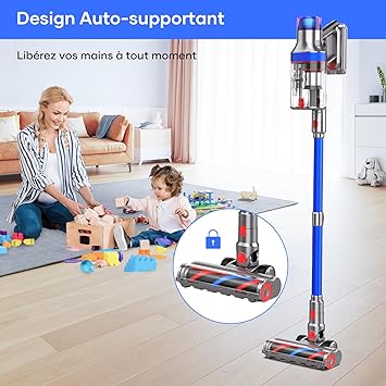 S18 Aspiradora sin Cable, Aspirador de Mano de Separación de Polvo de 2L con Doble Taza Mejorada, 70 Minutos de Larga Duración, Aspirador Vertical,Adecuado para Suelos/Alfombras/Pelos Mascotas4