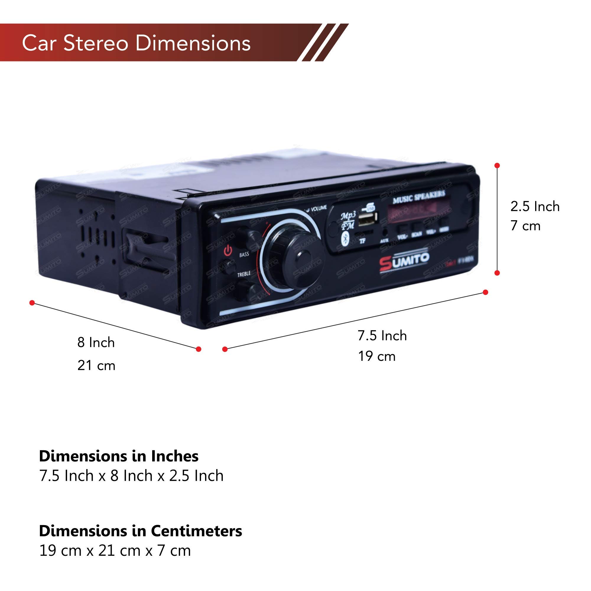 Sumito SMTF140X Double IC High Power Single Din Universal Fit Mp3 Car