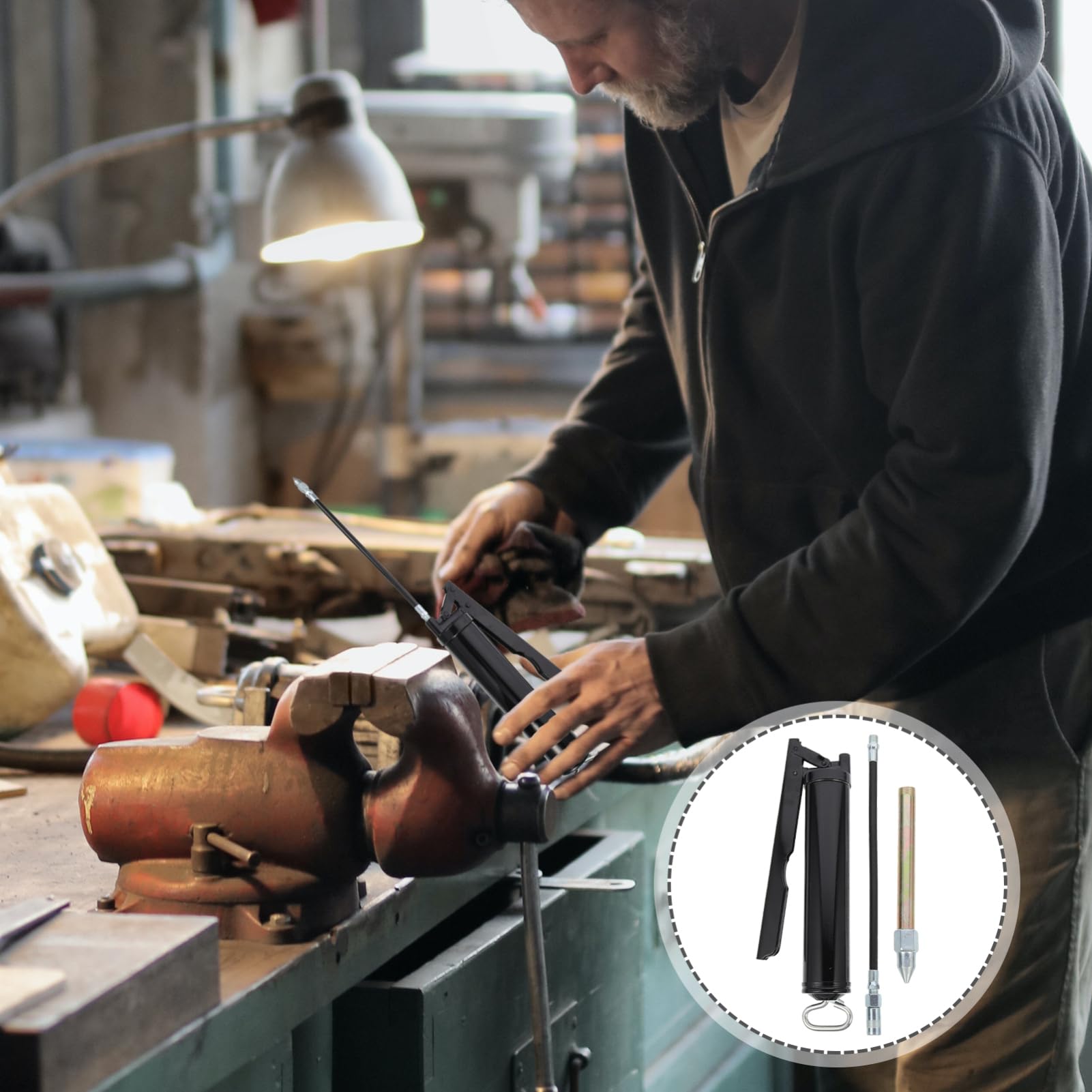 PartyKindom Grease Anti-Leak Design 400cc High Pressure Lever Grease Filler for Car Lubrication Tool