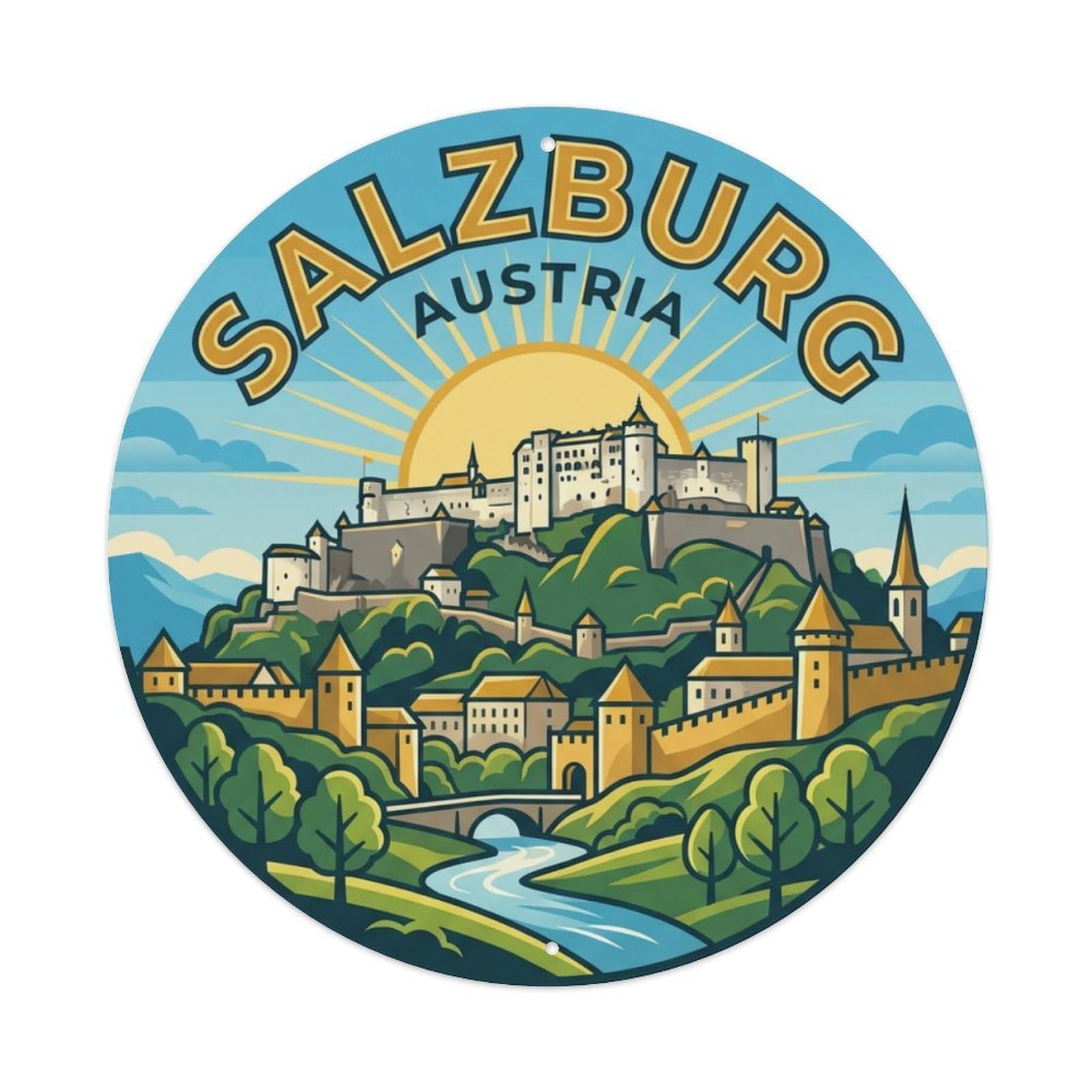 Galvaxio Style Austria Retro Travel Salzburg Metal Tin Sign