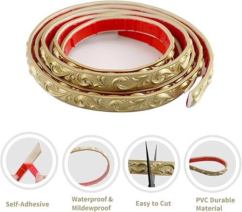 Miniatura 3 de Renueva la decoración del hogar con moldeo de pared flexible autoadhesivo y recorte de 16.5 pies x 0.8 pulgadas, tiras de borde para despegar y