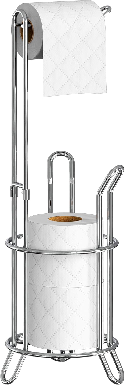 Simple Houseware Bathroom Toilet Tissue Paper Roll Storage Holder Stand, Chrome