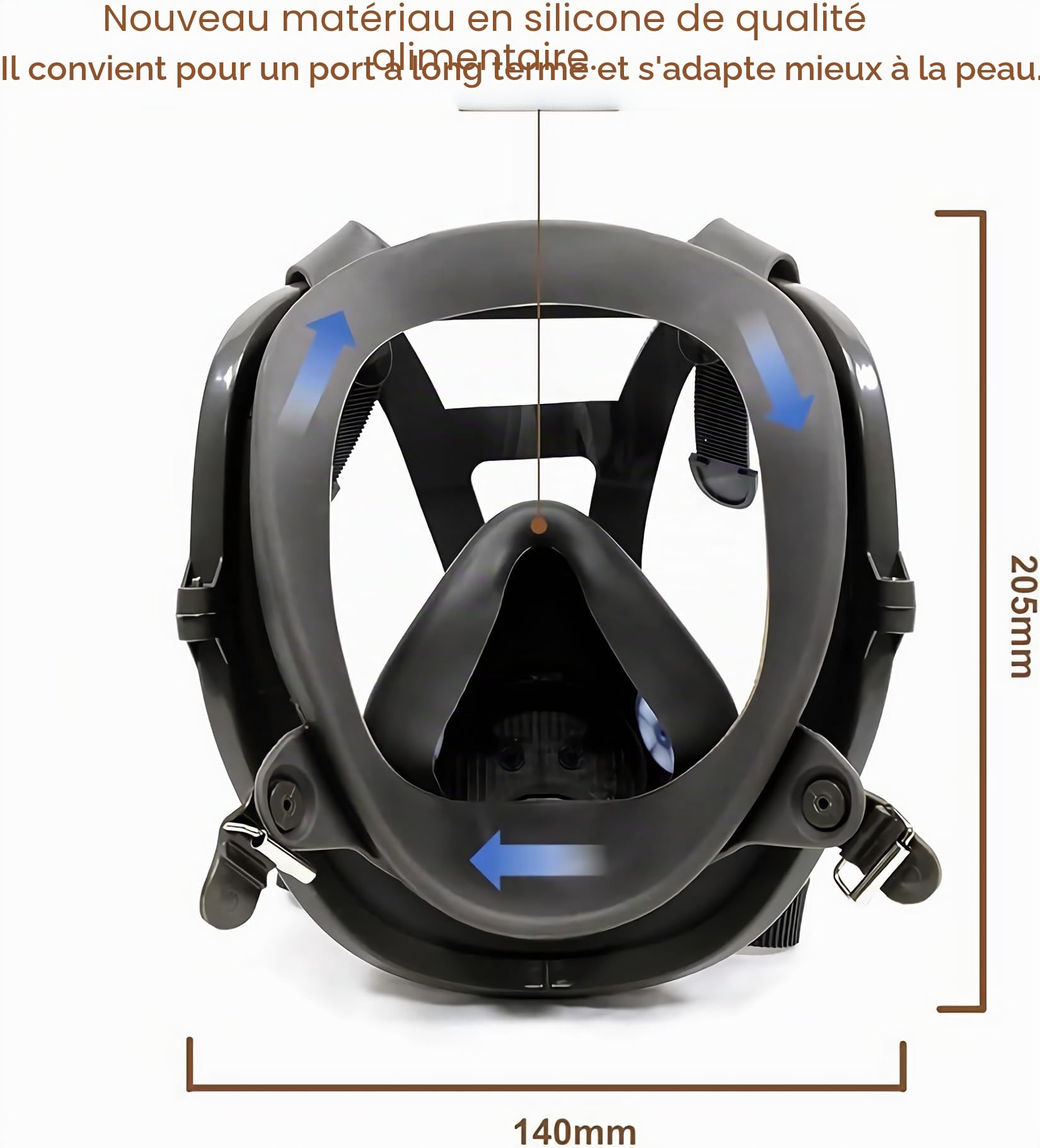 Masque respiratoire réutilisable complet pour le visage, masque à gaz, masque intégral avec filtre, masque industriel anti-poussière pour pulvérisation, ponçage, peinture, polissage, soudage avec 22
