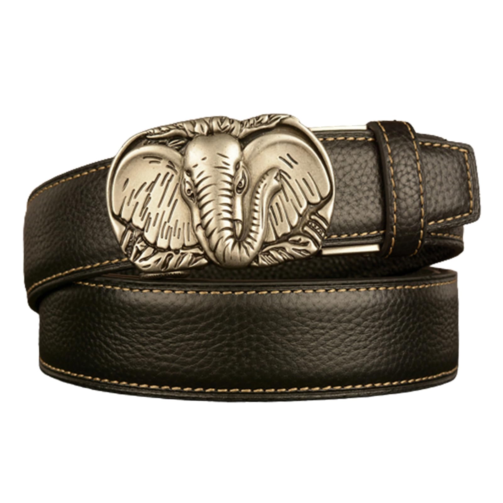 Cinturón De Cuero Con Trinquete Deslizante Talla Animal Lobo, Hebilla Ajustable Automática, Cinturón Ocio Informal Clásico (cintura 130 Cm/45 Pulgadas)