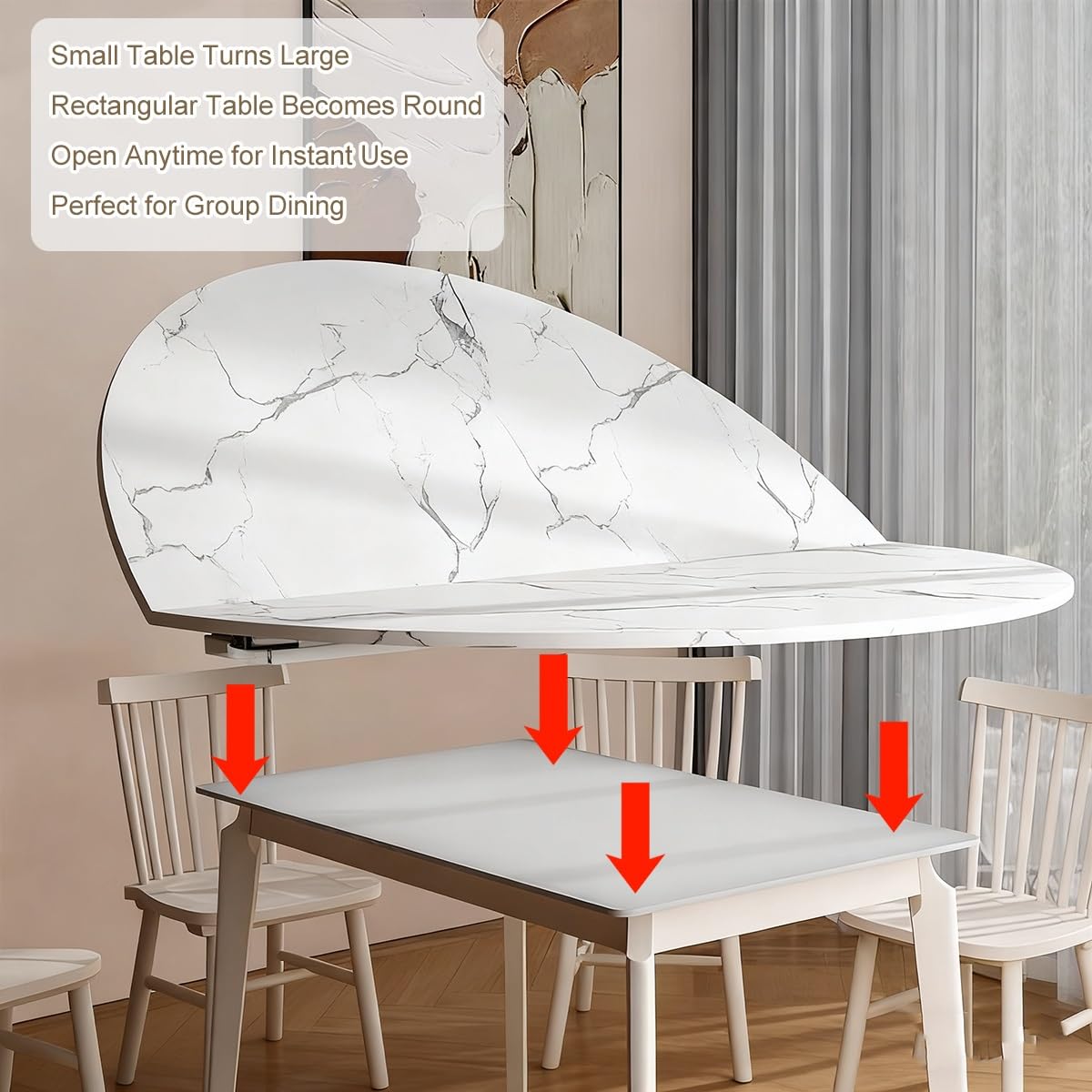 Thick Wood Catering Banquet Party Tables,Replacement Top Only,Large Portable Tabletop for Desktop,31-71" Diameter Wood Replace Table Top,No Legs,Temporary Folding Desktop(White,140cm/55in)