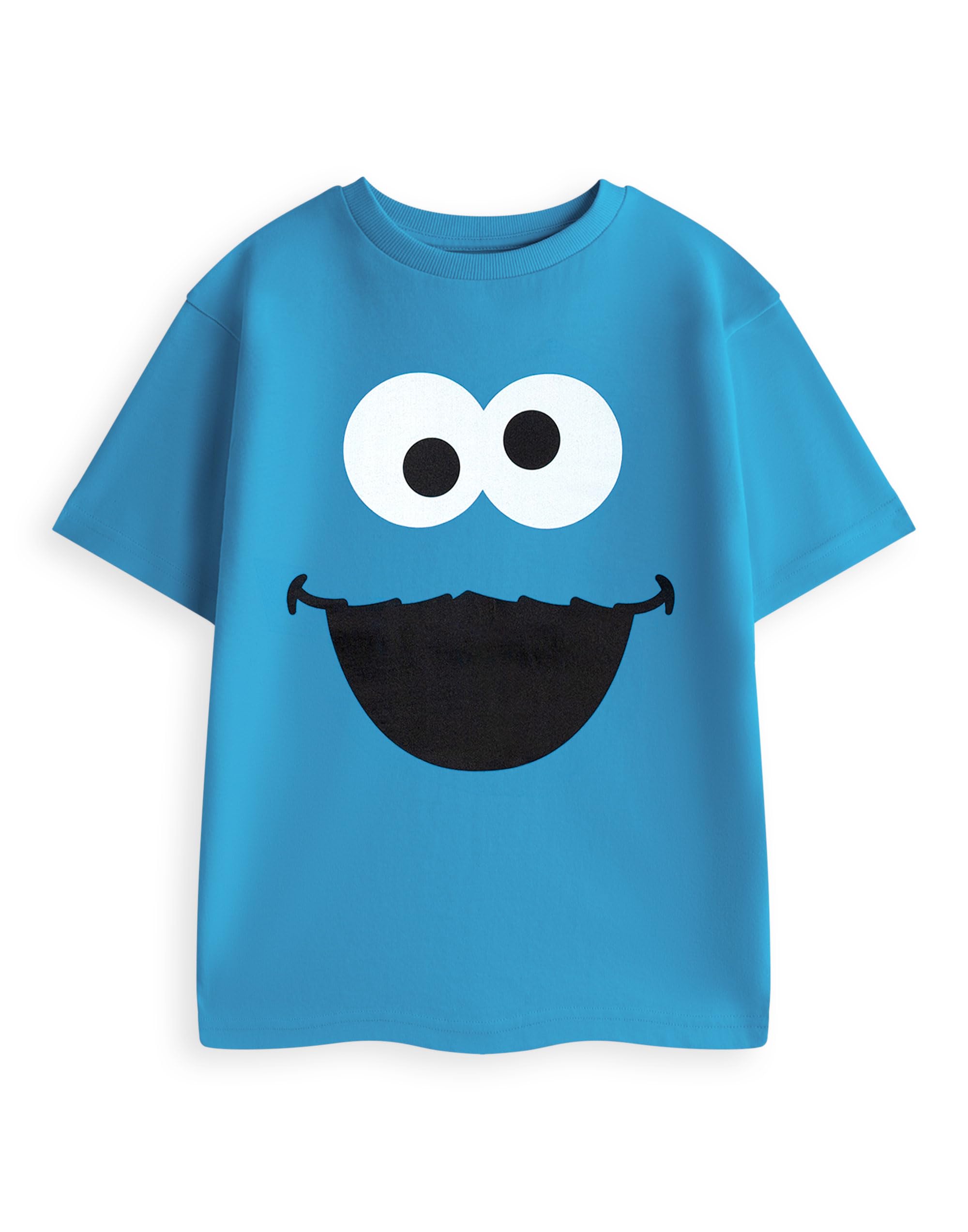 Vanilla Underground Unisex Cookie Monster Sesame Street Kids Blue Short Sleeved Graphic Tee | Fun Cartoon Top For Everyday Wear & Play | Sesame Street Merch - 3-4 Years