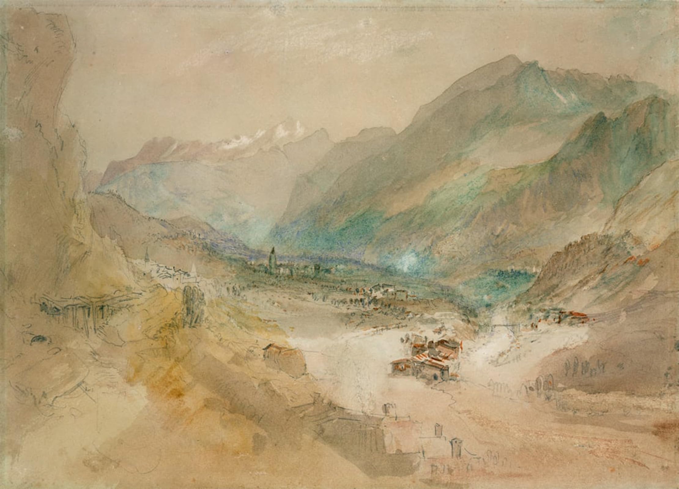 SERENDIPITP Abstract Painting Mural Print Picture Wall Decor Painting a View in Val D'aosta by Mallord William Turner Vintage Wall Artwork for Home Decor 60x90cm