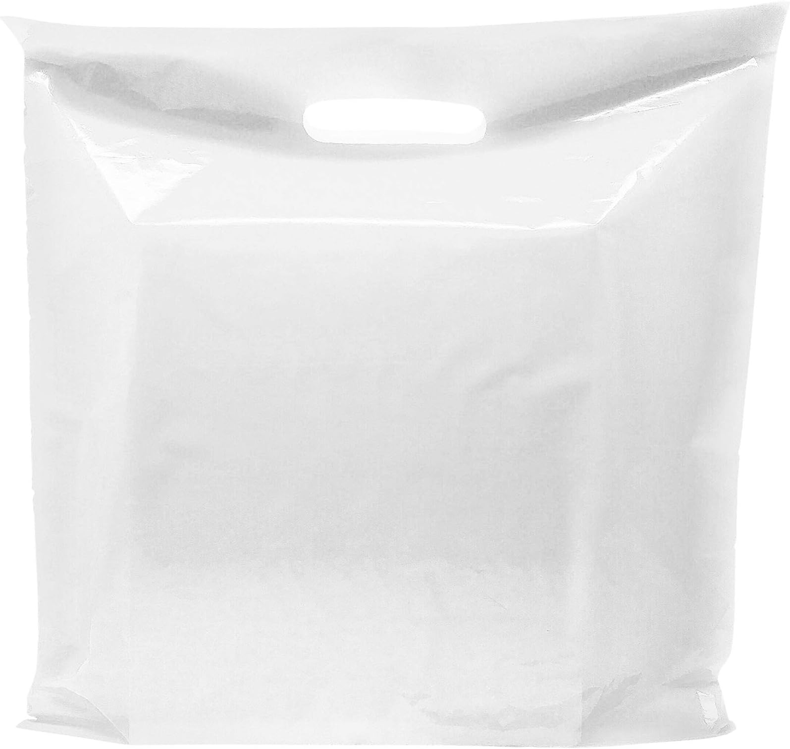 PPB POPULAR PLASTIC BAGSWhite Merchandise Plastic Shopping Bags - 100 Pack 20" x 20" with 2 mil Thick Extra Large Retail Bags - Die Cut Handles - Ideal for Large Packages, Children Toys - Color White - Recyclable