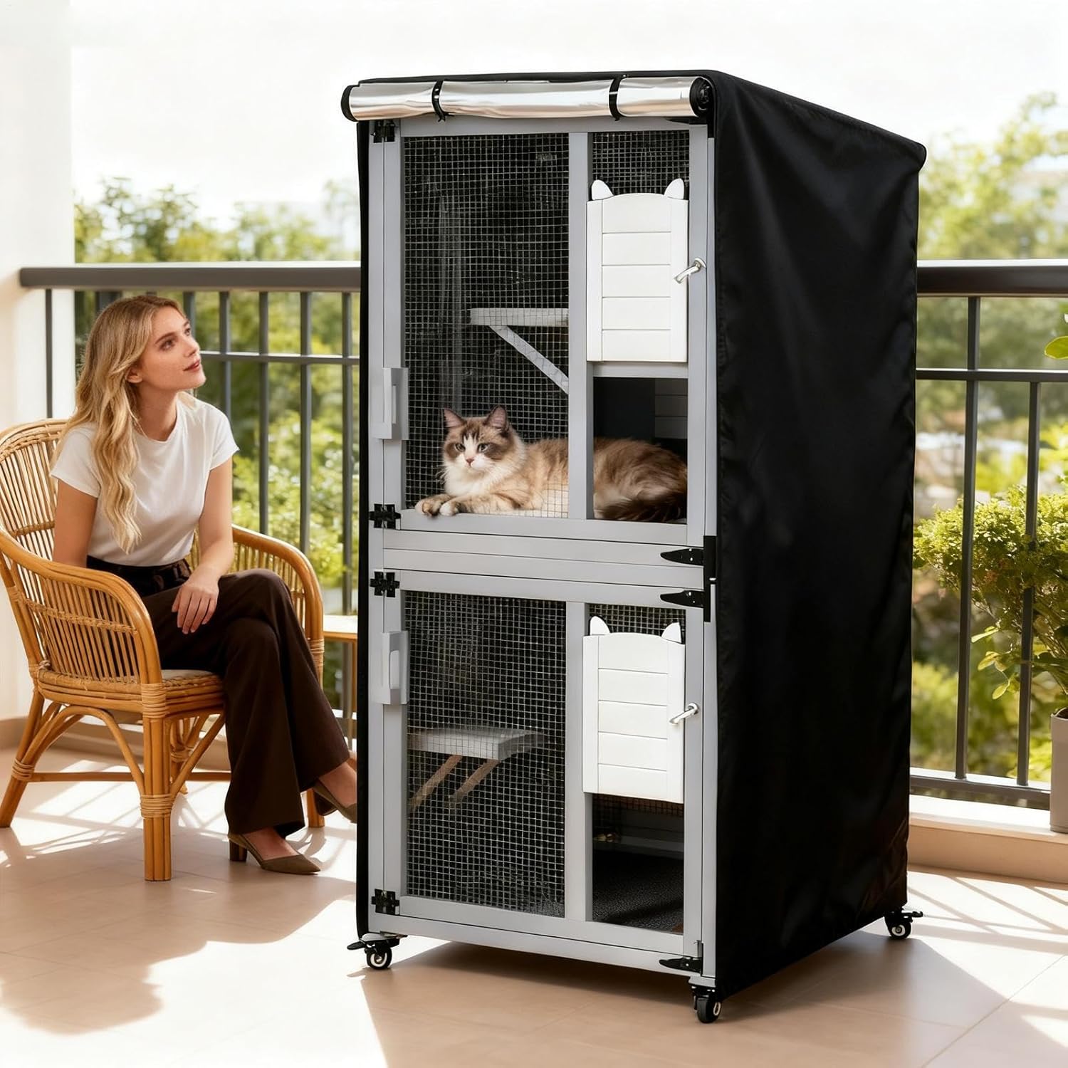 Kitten Outdoor House Cover - Waterproof Full Coverage - Outdoor Kitten Pet House Protector,for Patio Balcony Backyard Park Residential Area Garage Barn Street Corner