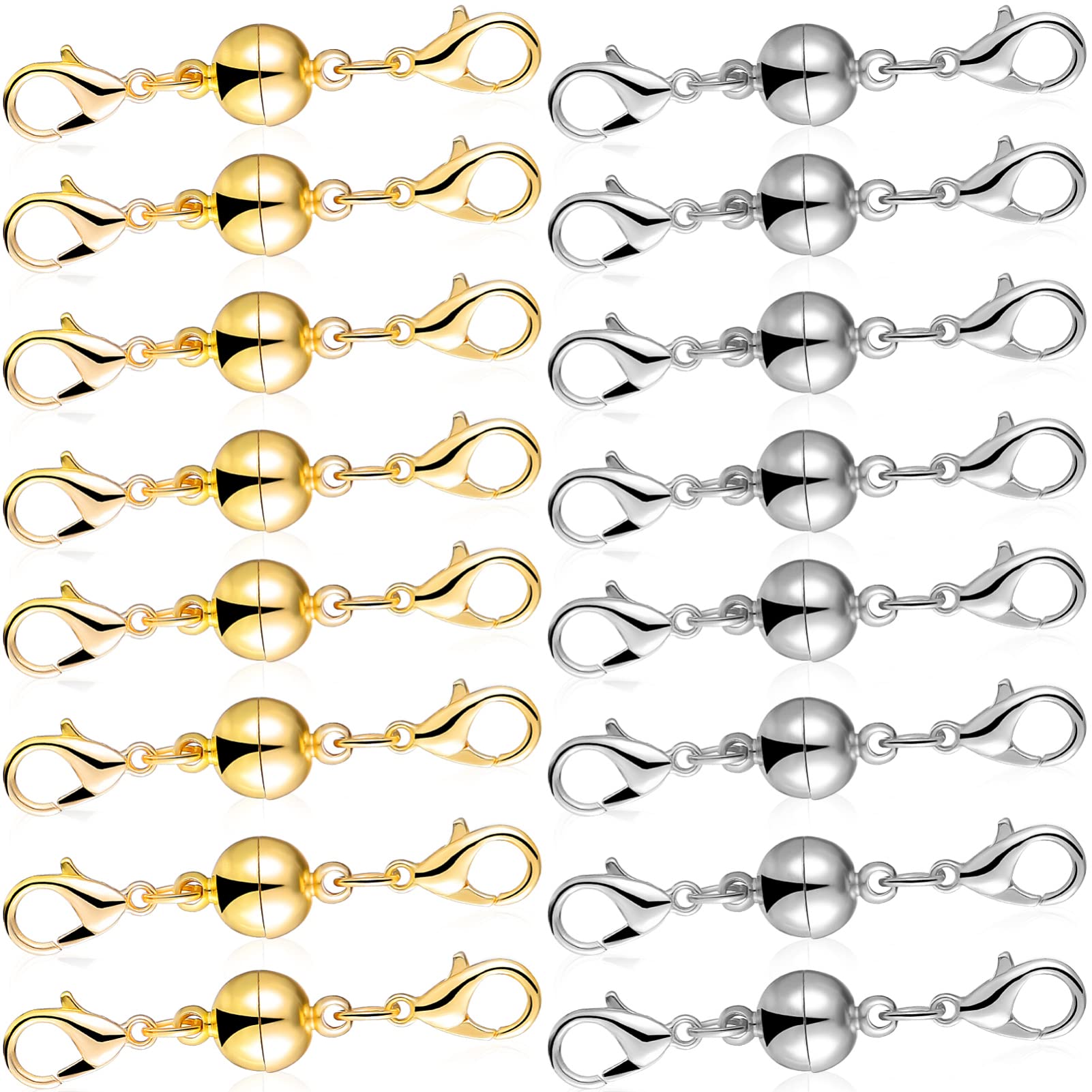 fabricación de joyas Cierres de langosta magnéticos 20 piezas Extensores de joyería magnéticos Cierres de bloqueo redondos Conectores de pulsera de bola for el día de San Valentín Accesorios for hacer