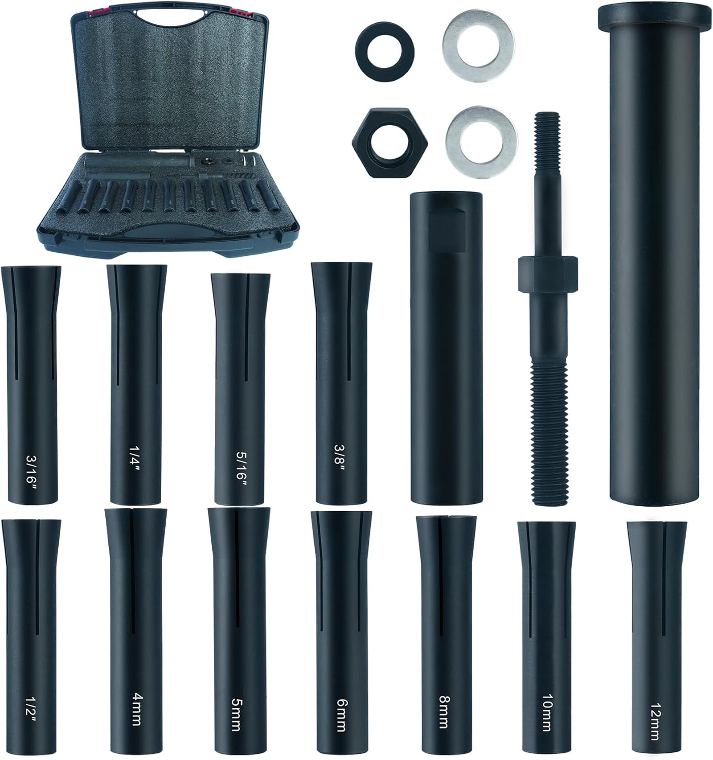 18pcs 95400 in-Line Dowel Pin Puller Master Set Includes Both SAE and Metric Collets,Efficient Dowel Pin Puller Tool, Safe and Effective, Contains 18 Tools