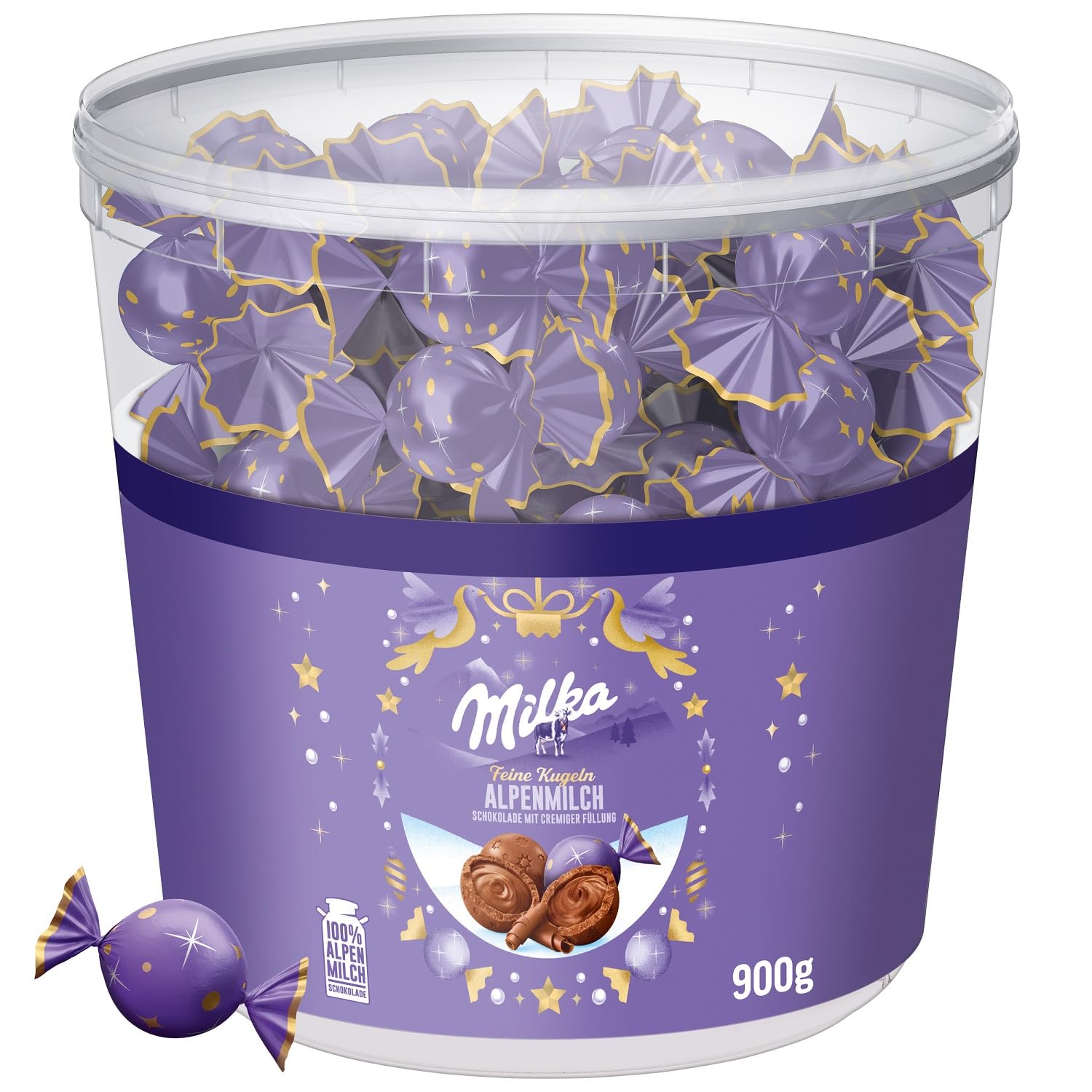 Milka Feine Kugeln Alpenmilch Dose für Büro und Zuhause, 1er Pack (1 x 900 g)