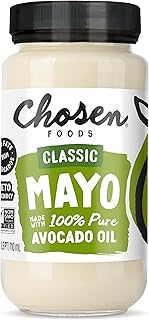 Chosen Foods Classic Mayo, 24 Oz - 100% Pure Avocado Oil-Based Mayonnaise - Non-GMO, Gluten-Free, Keto Friendly - 710 mL Glass Jar (Pack Of 1)