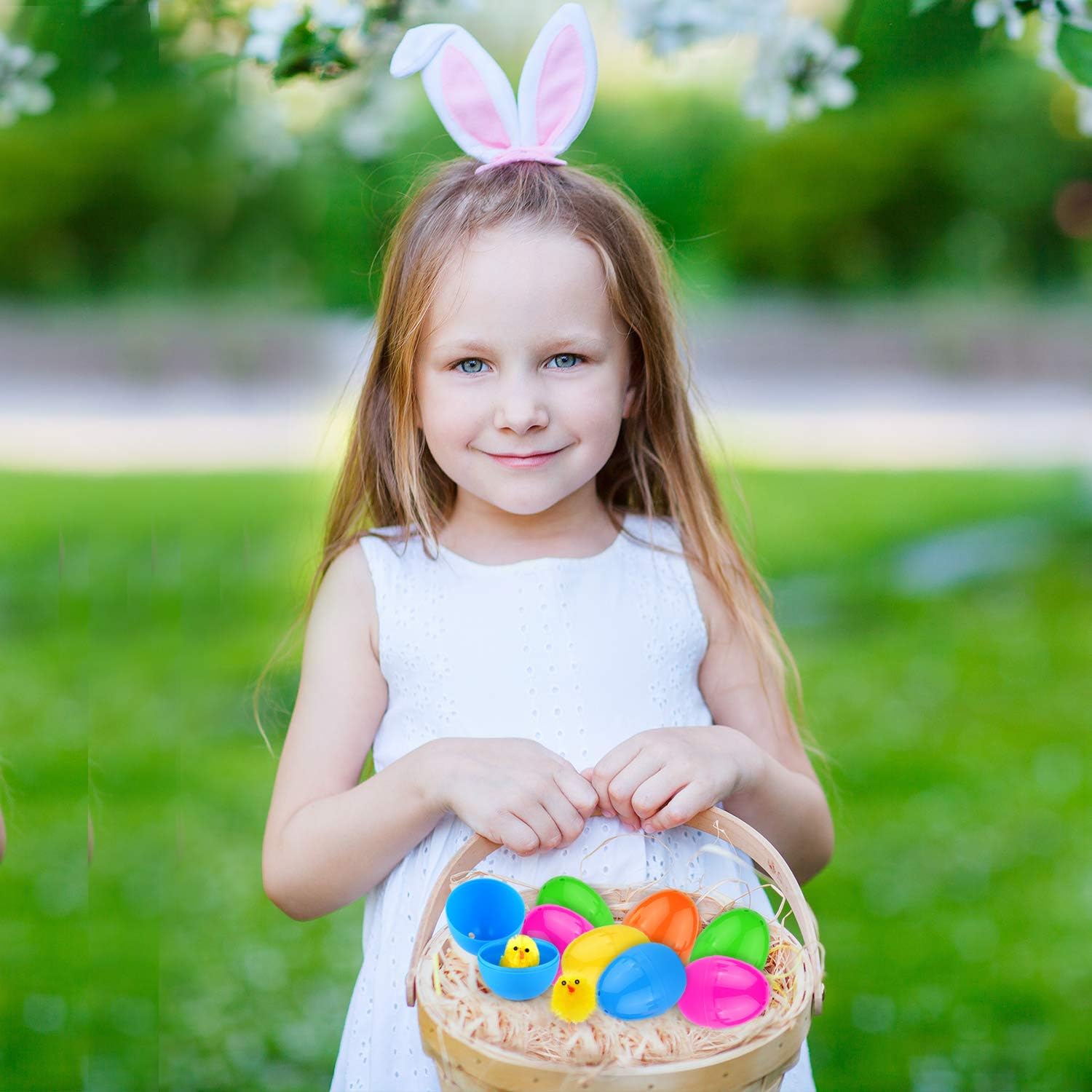 TUPARKA 36Pcs Easter Eggs with 36Pcs Easter Chicks Mini Fully Chenille Easter Chicks Easter Basket Stuffers for Easter Party Favors, Easter Egg Hunt(for Age 3+)