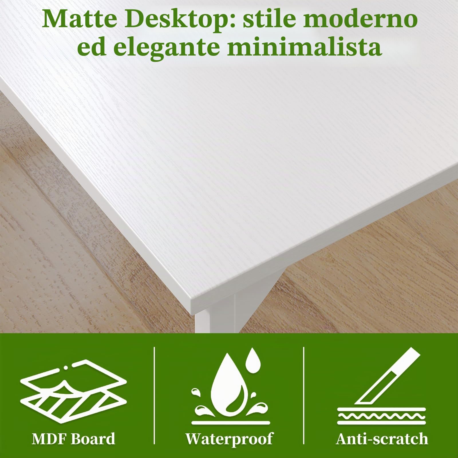 Grandder Scrivania Piccola per Computer 80x40cm, Stile Industriale con Struttura Metallica, con Borsa Portaoggetti e Gancio per Cuffie, Adatta per Ufficio/Studio/Camera da Letto, bianco