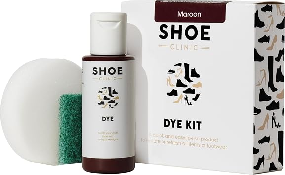 Shoe Clinic Shoe Colouring Kit | Complete Shoe Dye Kit for Leather, Fabric, Satin & Canvas Fabrics | Restore or Change The Colour of Footwear | Use on Trainers, Boots Sneakers & More | Maroon