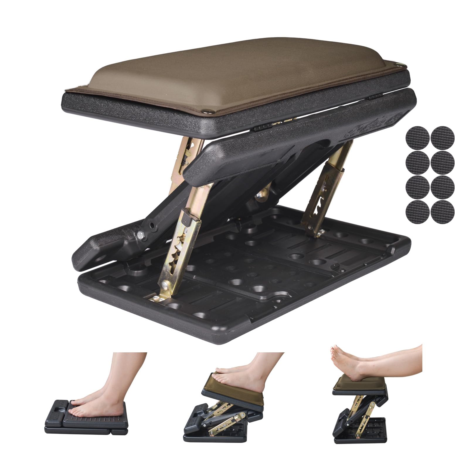 Leermart Foot Rest for Under Desk at Work 4-Level Height Adjustable, Lengthen Ergonomic Foldable Footrest for Office, Gaming,Computer, Soft &