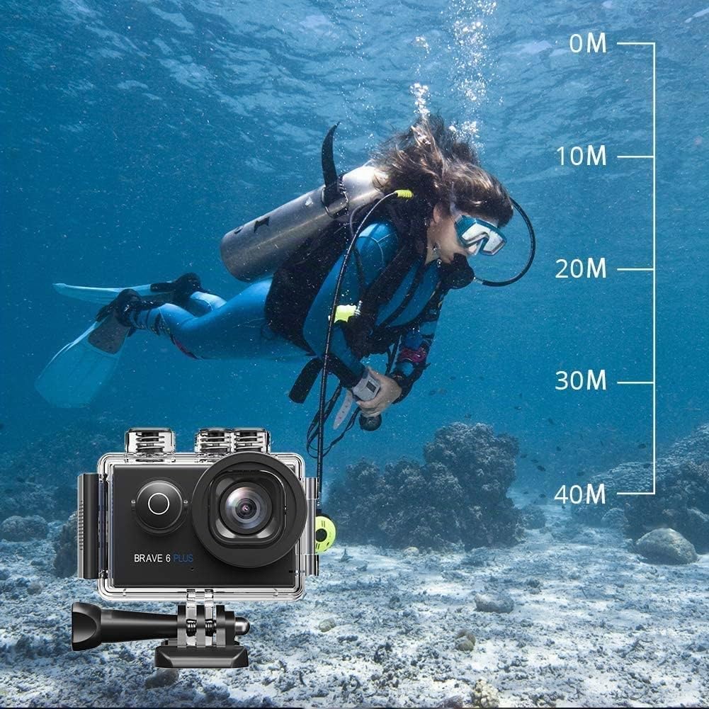 AKASO Brave 6 Plus Caméra Sport 4K 30fps 20MP WiFi Etanche Grand Angle Zoom 4X 2 Batteries 1350mAh Kit Accessoires