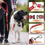 Harnais de ceinture amovible pour voiture, 3 en 1 Ceinture de ceinture de sécurité pour chien animal de compagnie, retenue rétractable fixe l'appuie-tête du véhicule & Teinture de ceinture de sécurité pour chien Bungee, rouge