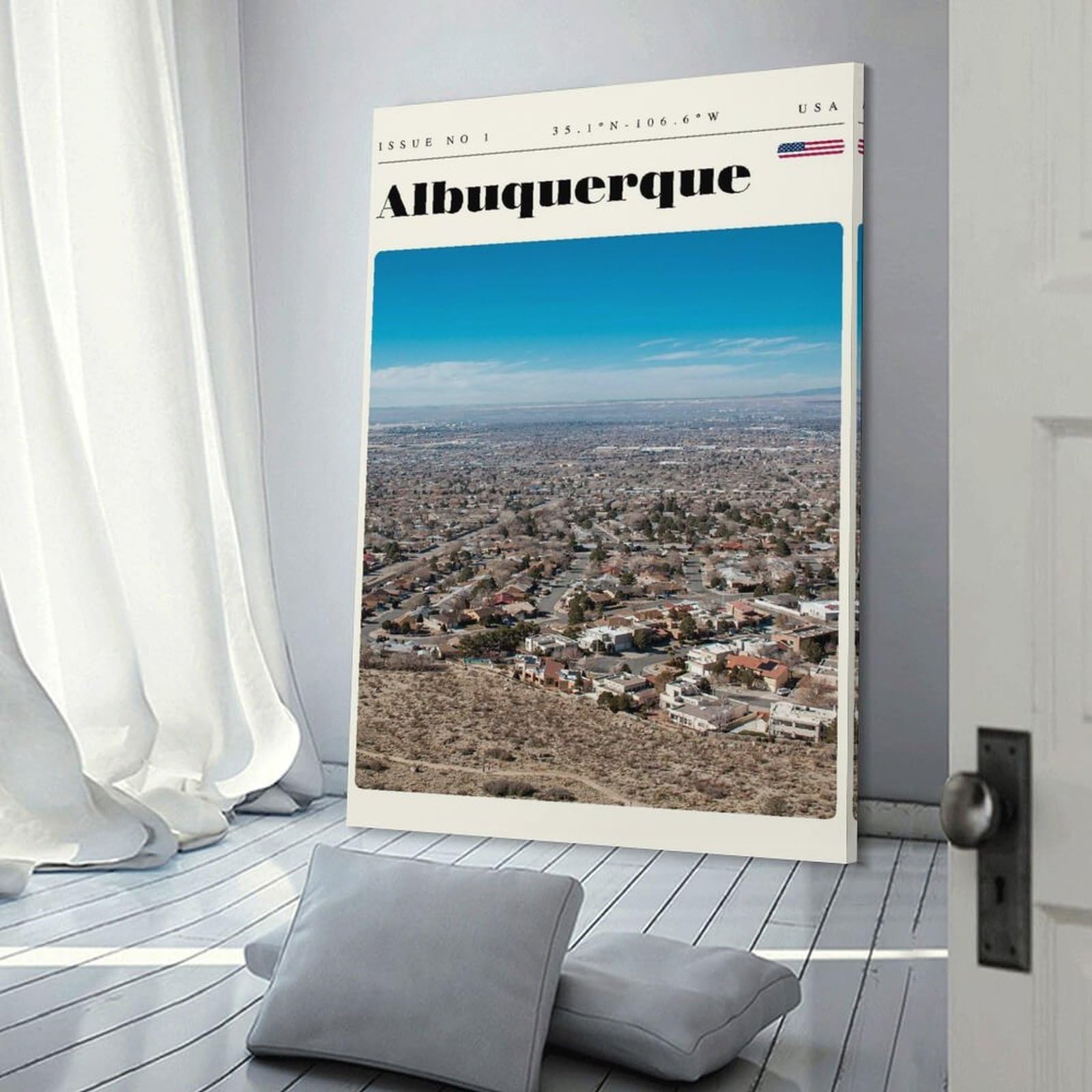 Junmoney Albuquerque New Mexico Travel Art Wall Decor Canvas Print, 24x36inch(60x90cm), for Living Room, Bedroom Or Home Office, Home Decor Gift with Stylish Appeal
