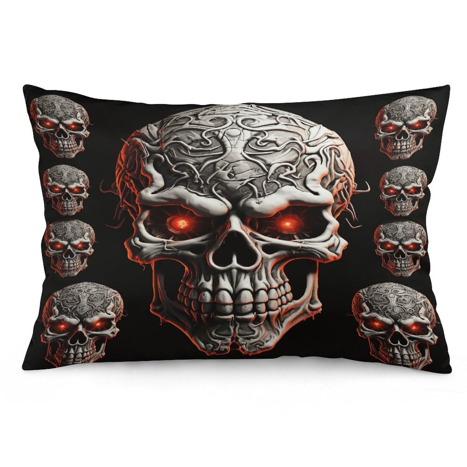 Evil Skull Throw Pillow Cover Soft Pillow Case Decorative Lumbar Pillow Cover Cozy Throw Pillowcase Polyester Rectangular Cushion Case Decor for Couch Sofa Bed