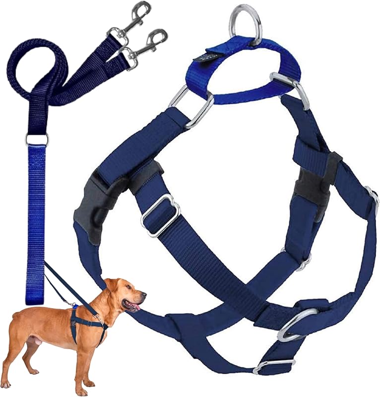 Peitoral Tipo Cabresto Antipuxão para Cães com Guia Freedom 2 Hounds Design, Navy, 5/8" SM