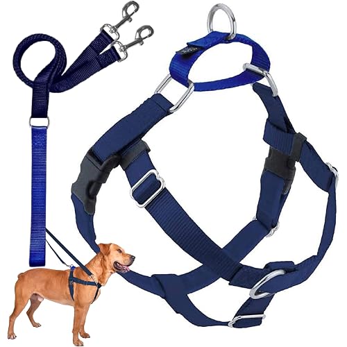 2 Hounds Design Freedom No Pull Dog Harness and Leash, 5/8" SM, Navy