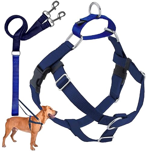 2 Hounds Design Freedom Arnés para Perro sin Tirar, con Correa, XL, 1 Pulgada de Ancho, Azul Marino