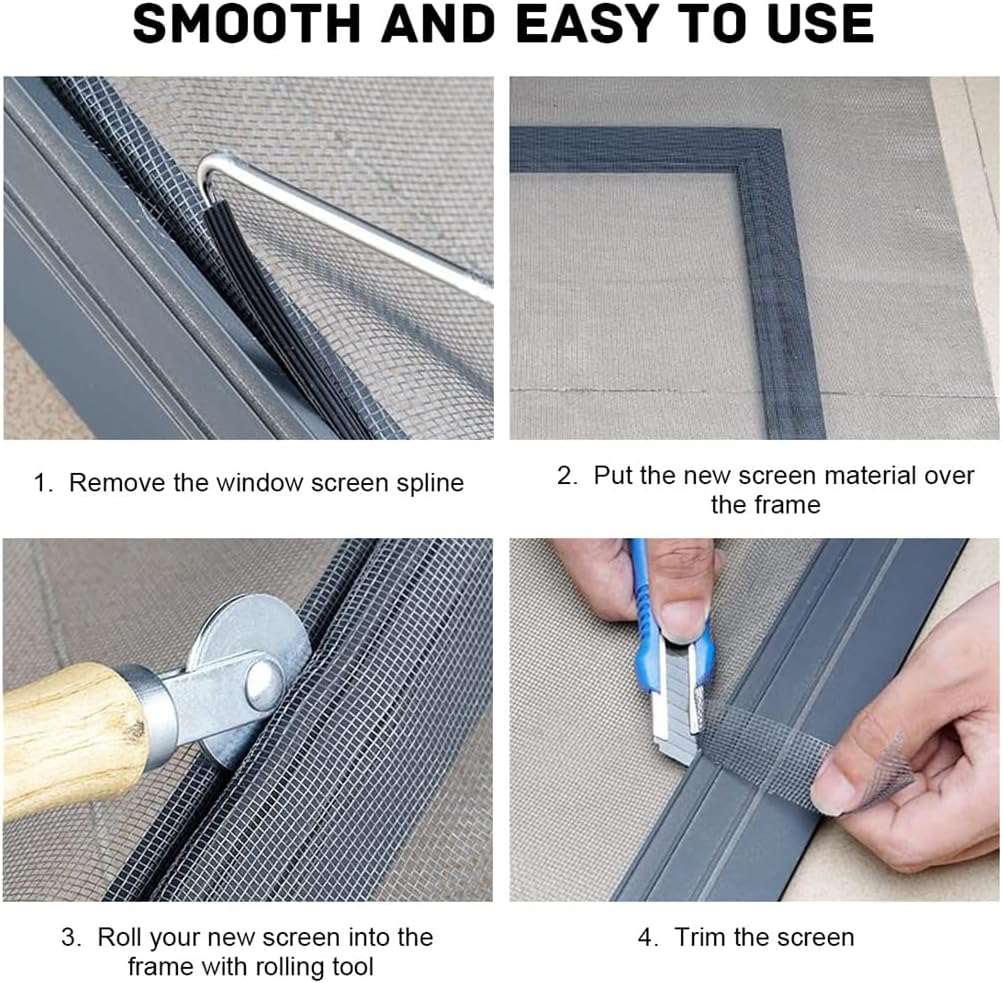 Pet Proof Window Screen Replacements 47.2"X 98.4" Window Screen Roll Door Screen Replacement Mesh Heavy Duty Screens Repair Kit for Sliding Door Patio (Folded Package)