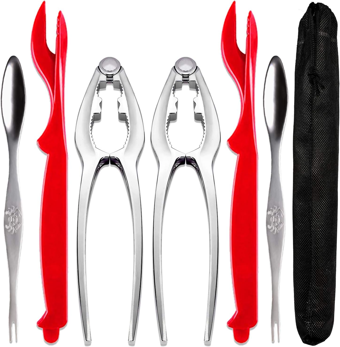 6 PSC Crab Leg Crackers, Crab Crackers and Tools Set with Stainless Steel Seafood Utensils Crackers & Forks Cracker, Shellfish Crackers and Tools for Seafood Boil Party Supplies, Dishwasher Safe