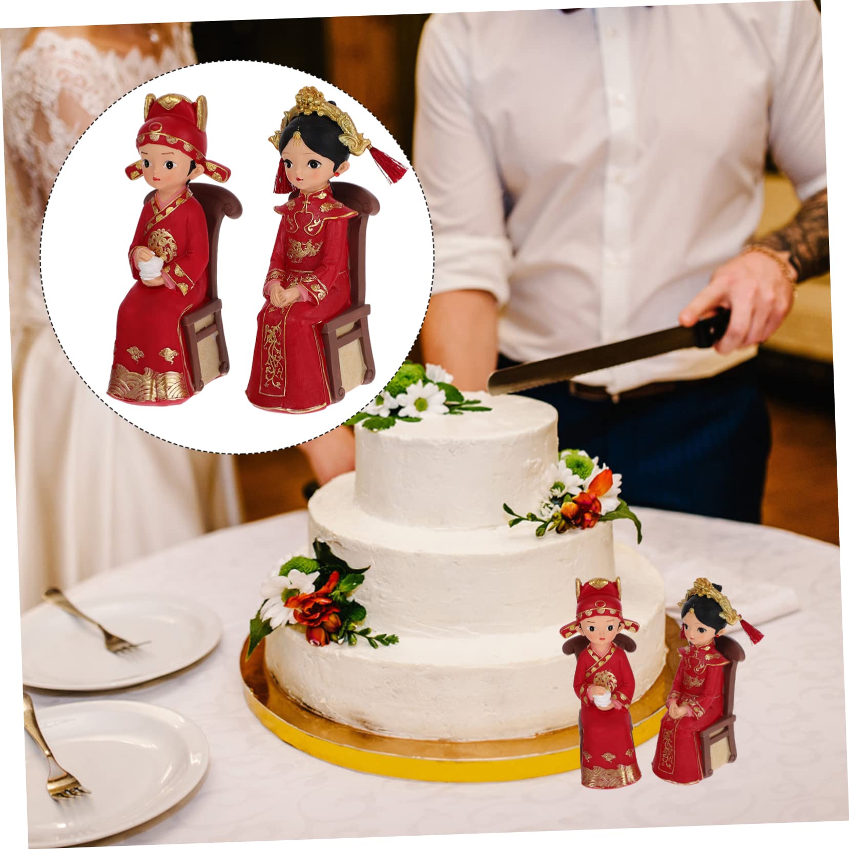TOPBATHY 4 Juegos Adornos de Boda de Novio decoración para el hogar - Decoración de Mesa - Decoración de figuritas de Novios Chinos Boda Novia Novio estatuas