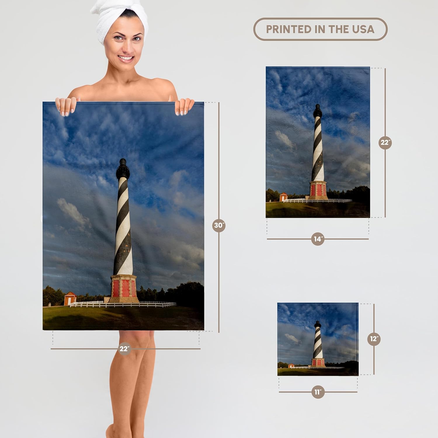 3dRose North Carolina, Cape Hatteras Lighthouse 22x30 Bath Hand Pool Towel