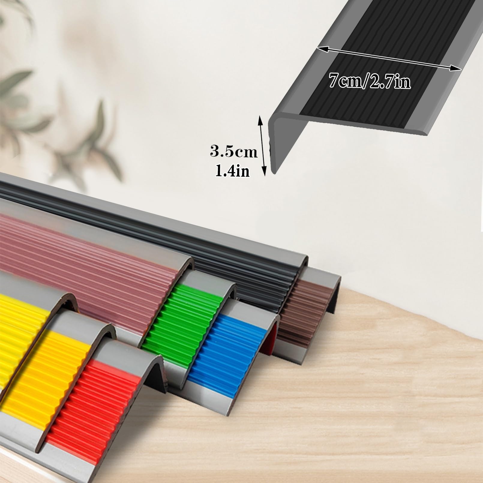 Perfil de PVC Autoadhesivo de Borde Para Escaleras, Tiras Antideslizantes Para Peldaños, Para Escalones de Escaleras Y Borde de Piscina, Perfil d Borde de Escalera Autoadhesivo(Grayish red,3m/118in)