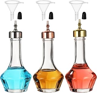 Bitters Bottle Set, 1.7oz Glass Dasher Bottle, Decorative Professional Bar Tool Accessories for Cocktail Great for Bartender Home Bar Restaurant with Alloy Cap (3pcs)