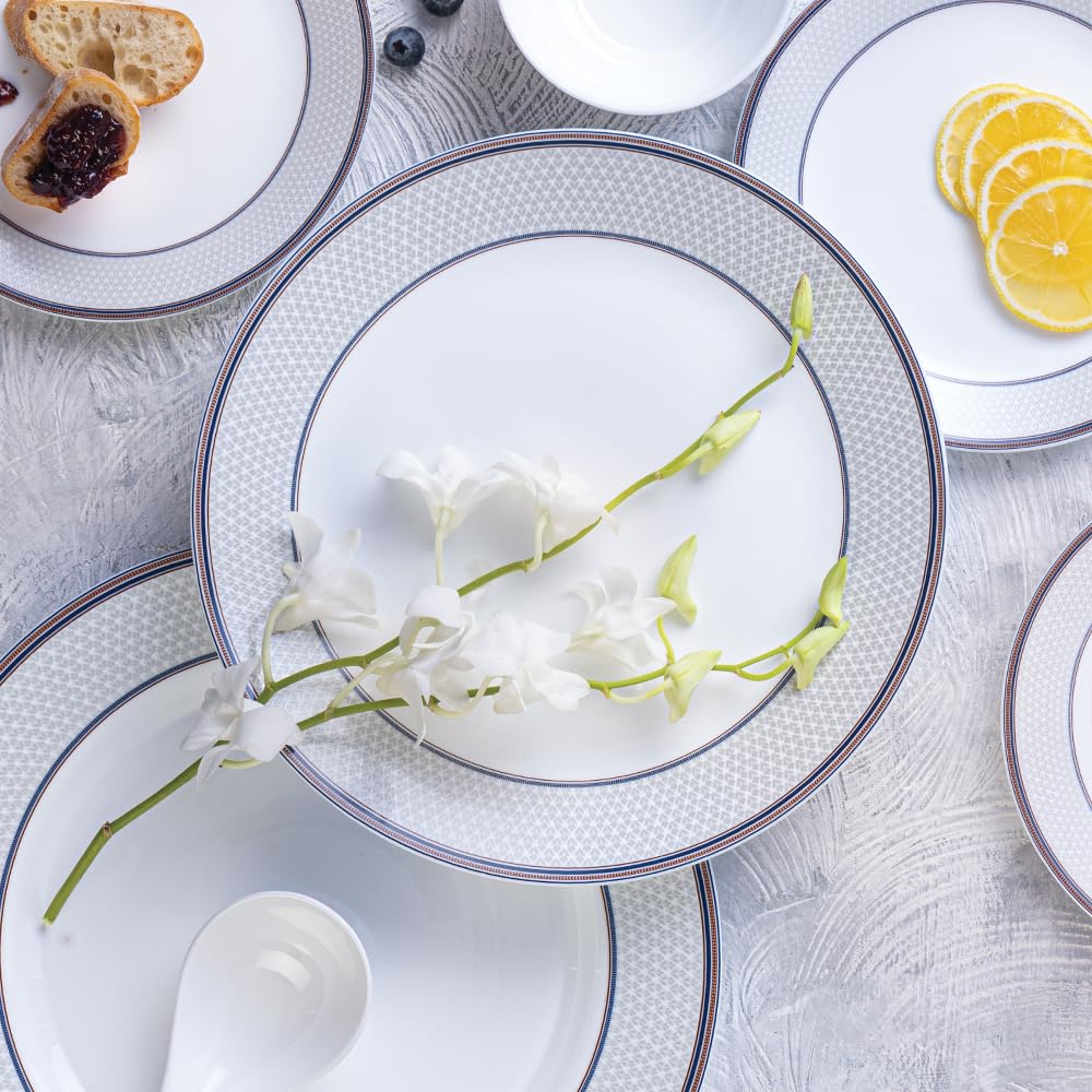 Larah by Borosil 37pc Opalware Starlight Dinner Set for Family of