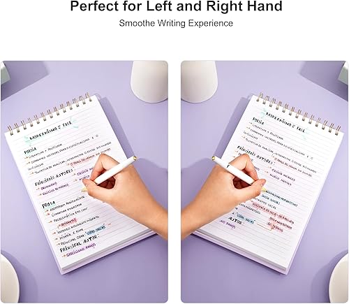 Miniatura 6 de Yoment Top - Cuadernos de espiral de tapa dura, cuaderno grande con rayas de 7 x 10 pulgadas, 240 páginas rayadas, cuadernos en espiral para zurdos,