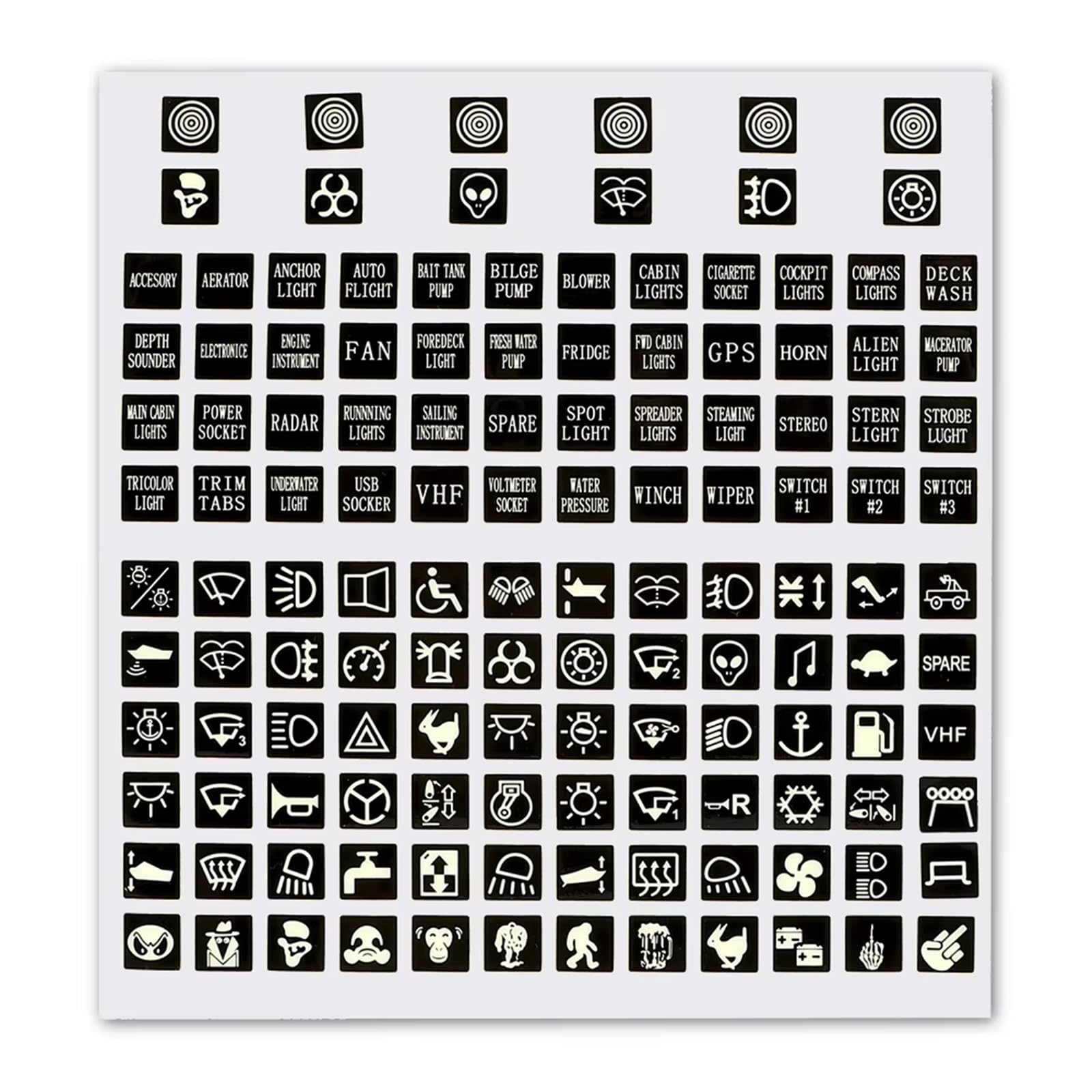 Auto Button Sticker Compatible with Trailer Truck Marine Boat for Caravan Luminous Car Stickers Dashboard Instrument Light Switch Panel Film