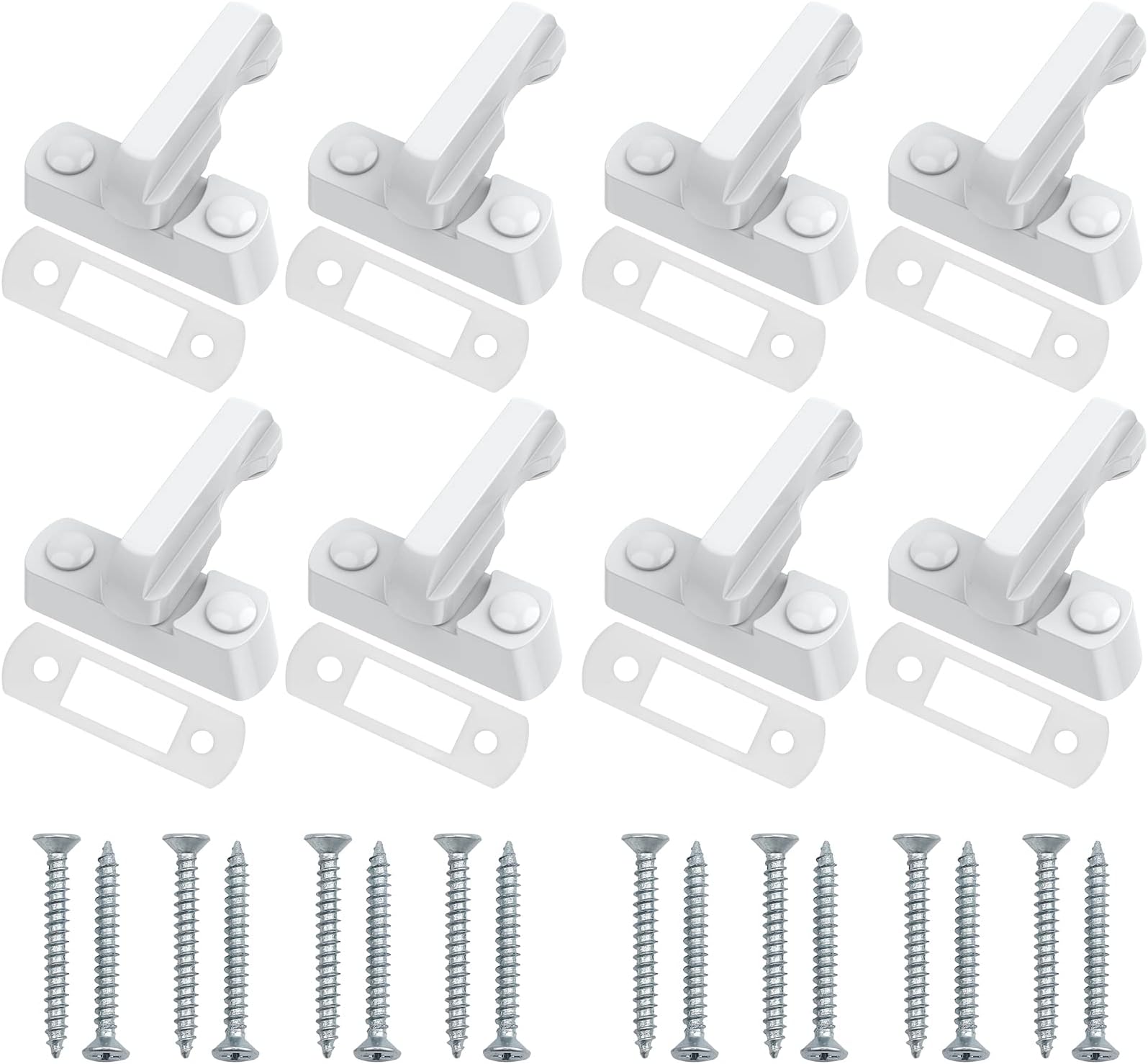 Neoteck Sash Jammer Sash Jammer White Strong Zinc Cast Alloy Extra Security Locks Sash Blocker Jammer for Various UPVC/PVC Doors and Windows and Home Security (White, 8 pcs)