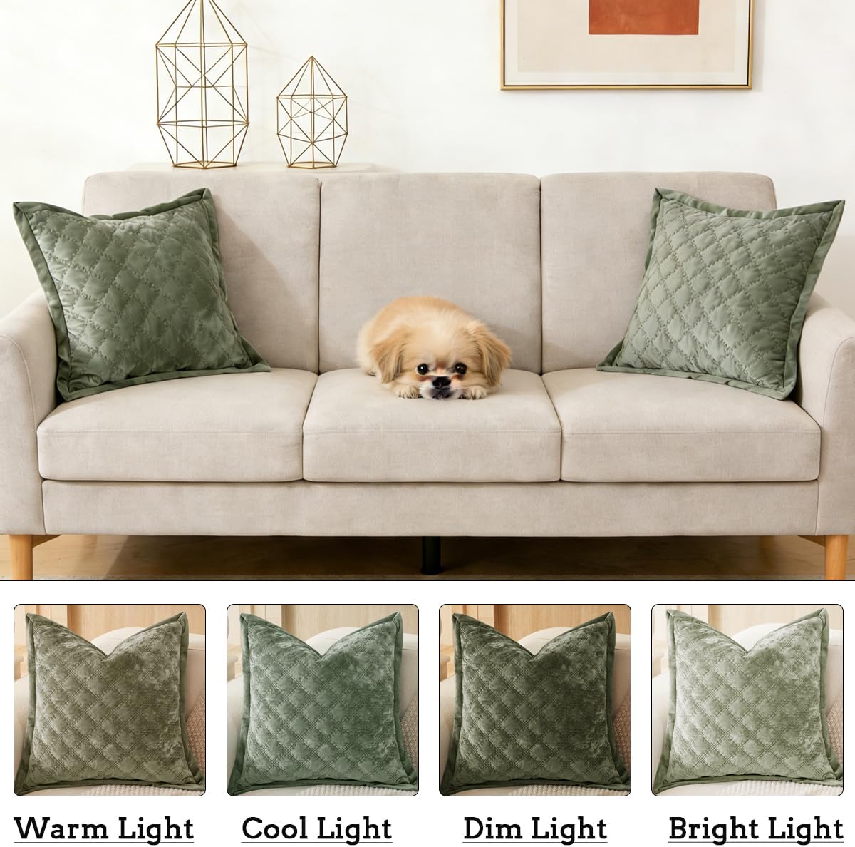 Throw Pillow Cover 18x18 1 Piece Velvet Square Pillowcase Soft Skin-Friendly Cross Process Decorative Farmhouse Cushion Covers for Couch Sofa Bedroom Living Room,Army Green