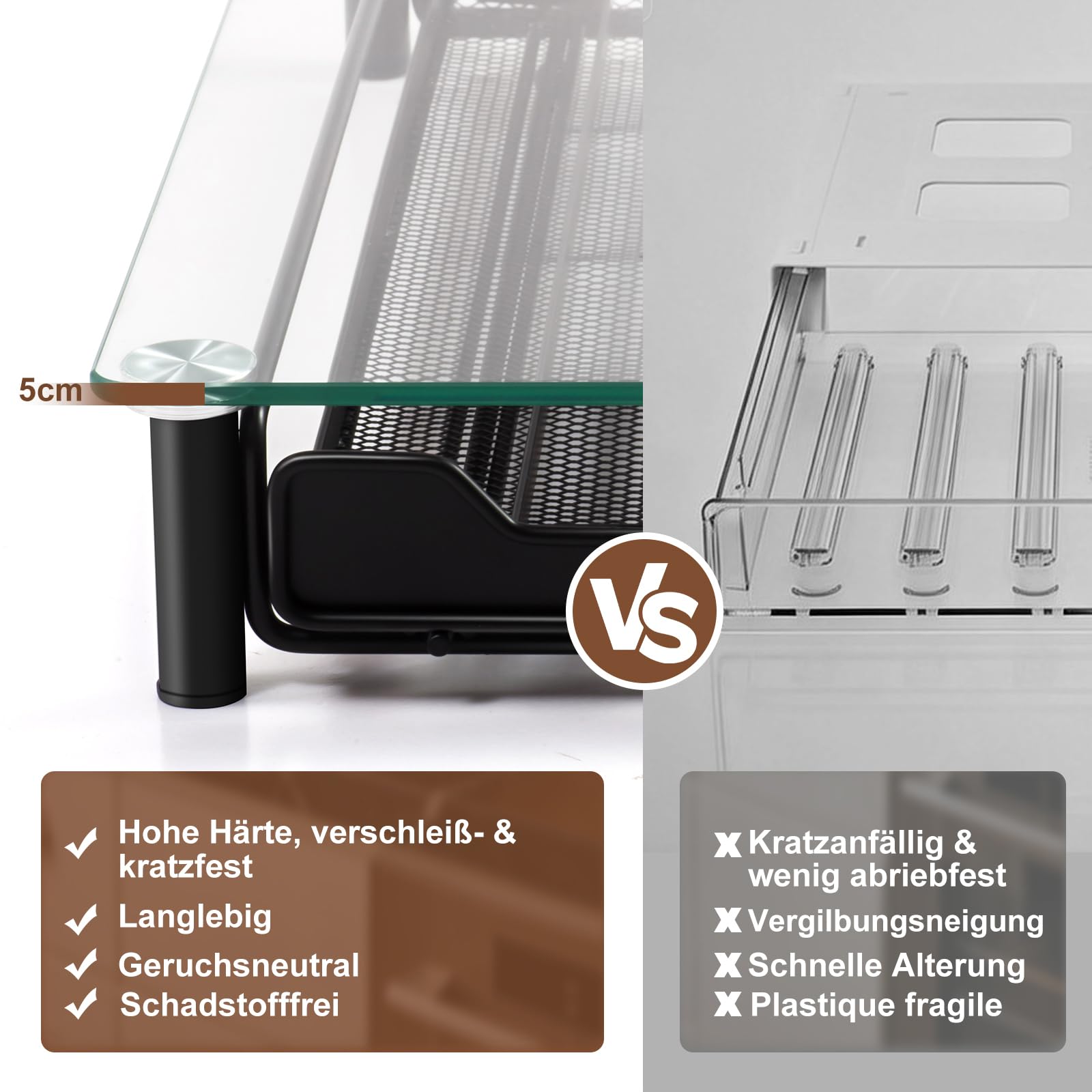 Zvonema Support de capsules Nespresso transparent pour 60 capsules de café, rangement en verre et métal, design extensible, robuste - 3