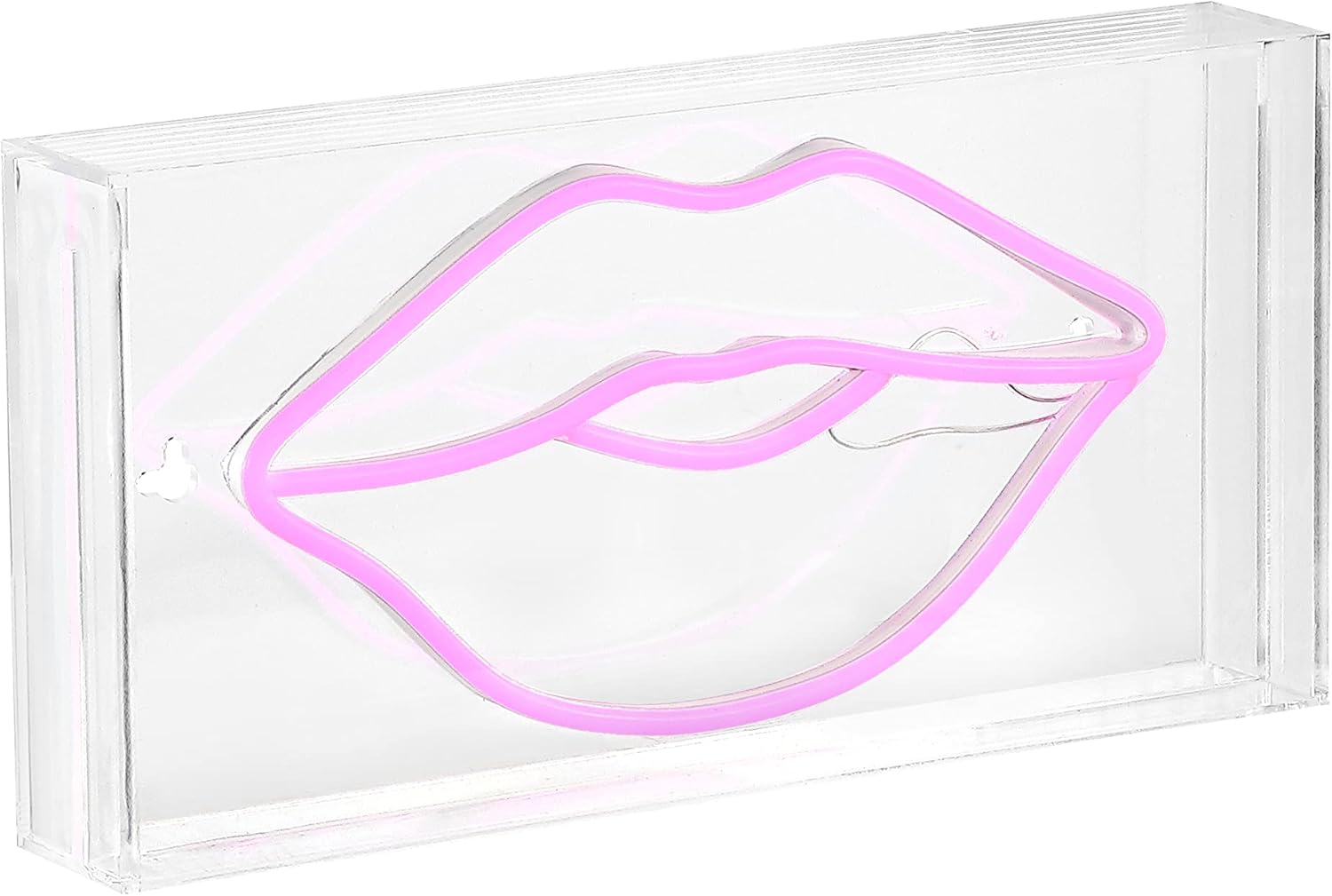 JONATHAN Y 11.88"W x 5.88"H Pink Lips LED Neon Light, USB Operated, Contemporary Glam Acrylic Box Sign for Tabletop or Wall, Pink Neon Decor for Bedroom, Dorm, Nursery NEN1024A