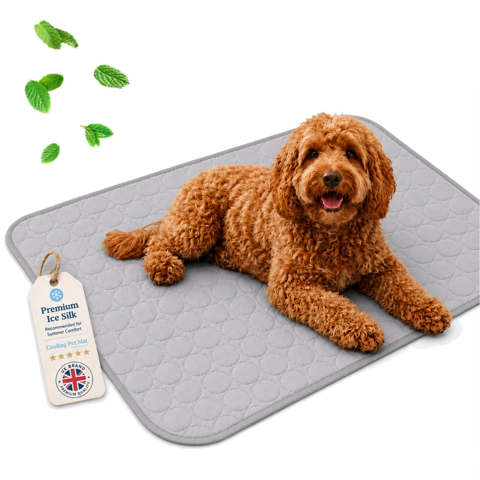 ChillPaws Cooling Mat - Original Chilli Paws Cooling Mat, Washable Ice Silk Self, Cooling Dog Blanket with Chemical-Free Ice Silk Fabric for Crates Sofas & Summer Garden Relaxation (Gray 1,60x50cm)