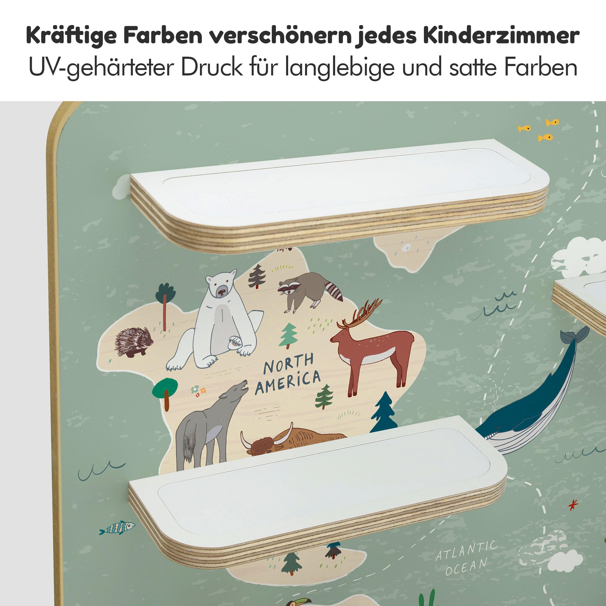 stadtecken Holzregal passend für Toniebox 2 I Geeignet für ca. 50 Tonies I Perfekte Aufbewahrung im Kinderzimmer I Regal zum Aufstellen oder Aufhängen (Atlas, Groß)