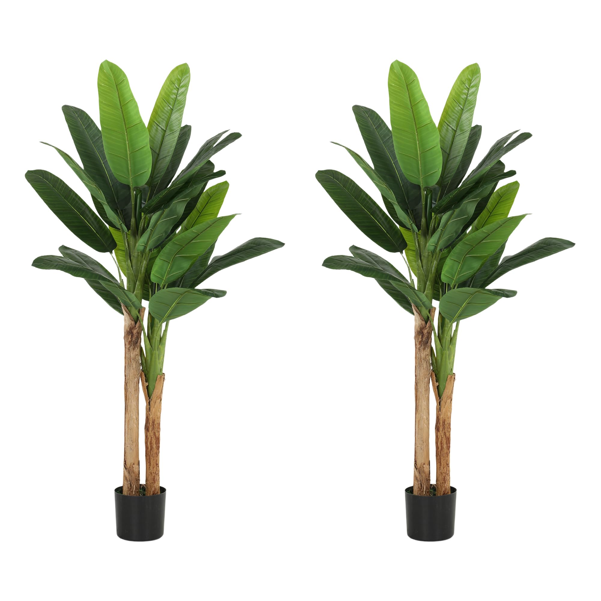 HOMCOM Lot de 2 Plantes Artificielles Intérieures 150 cm Bananier en Pot