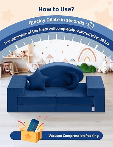 Miniatura 9 de Kidirect Sofá de juegos para niños, sofá modular de 11 piezas para sala de juegos, sofá para niños, sofá versátil para niños, sofá de espuma