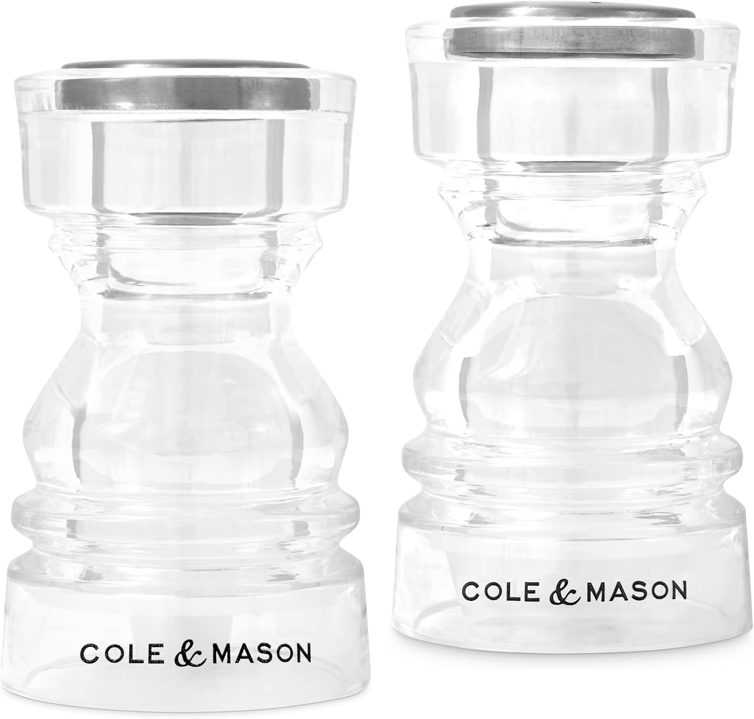 Cole & Mason London Mini Salt & Pepper Shaker Gift Set – 3" Durable Acrylic Tabletop Seasoning Set – Compact, Lightweight, Easy to Fill & Clean – Modern Design for Dining & Gifting