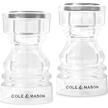 Cole & Mason London Mini Salt & Pepper Shaker Gift Set 3" Durable Acrylic Tabletop Seasoning Set Compact, Lightweight, Easy to Fill & Clean Modern Design for Dining & Gifting
